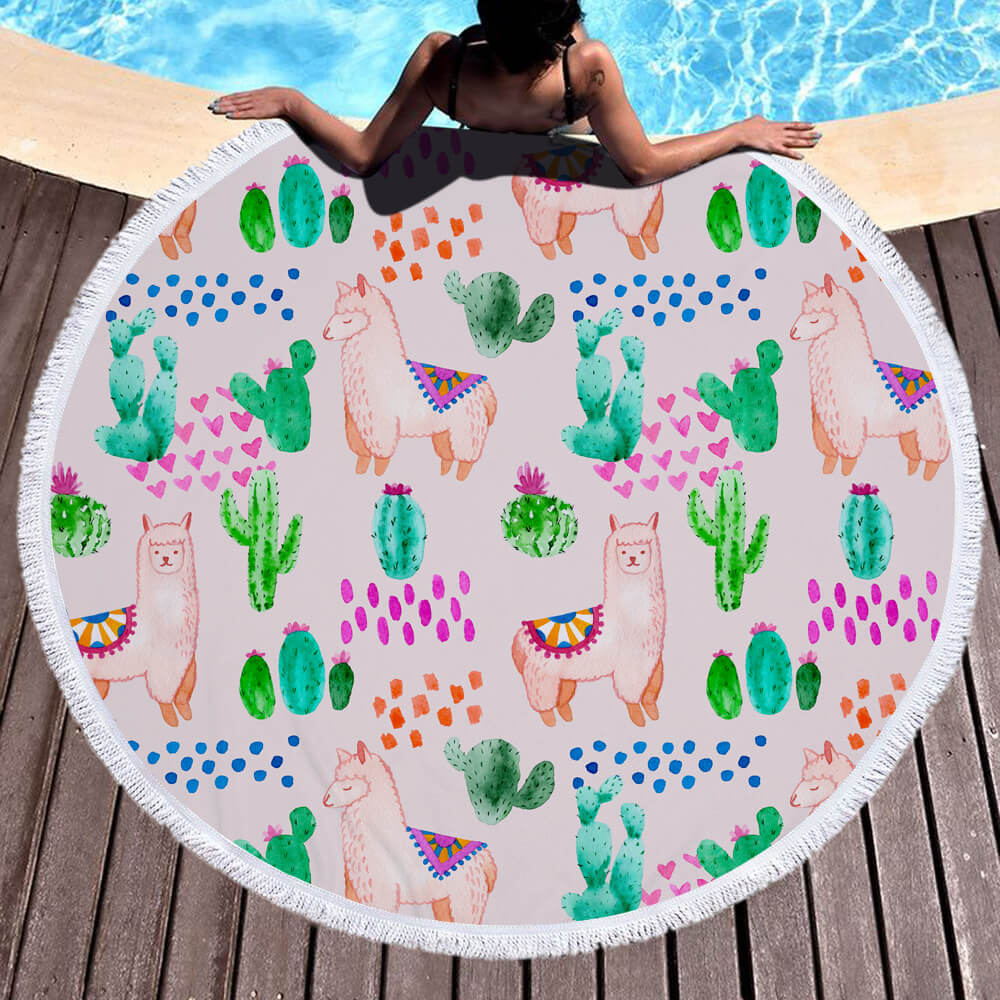 Alpaca Round Beach Towel 11 Alpaca Round Beach Towel 10