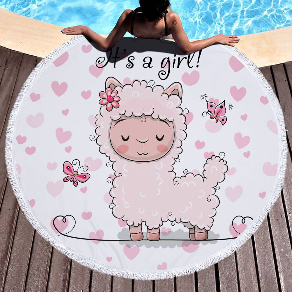 Alpaca Round Beach Towel 7 Alpaca Round Beach Towel 6