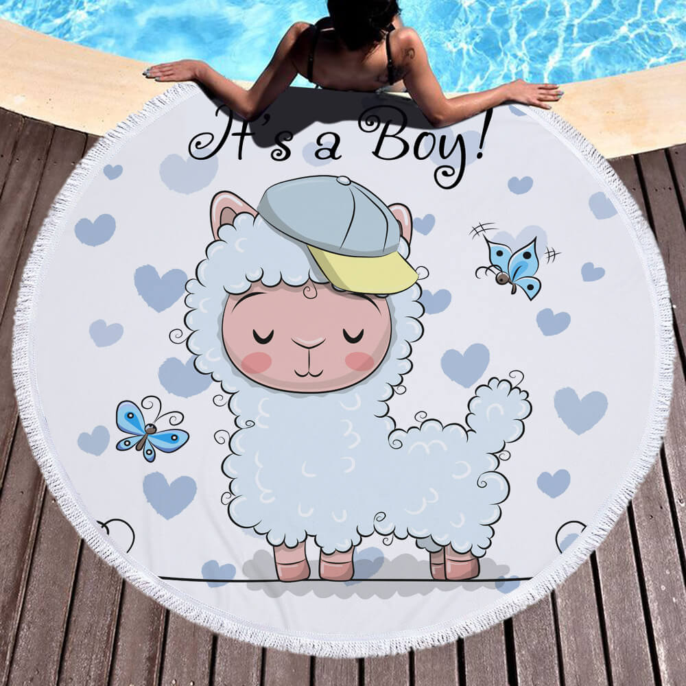Alpaca Round Beach Towel 8 Alpaca Round Beach Towel 7