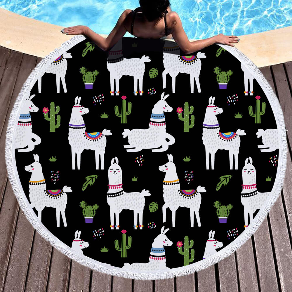 Alpaca Round Beach Towel 9 Alpaca Round Beach Towel 8