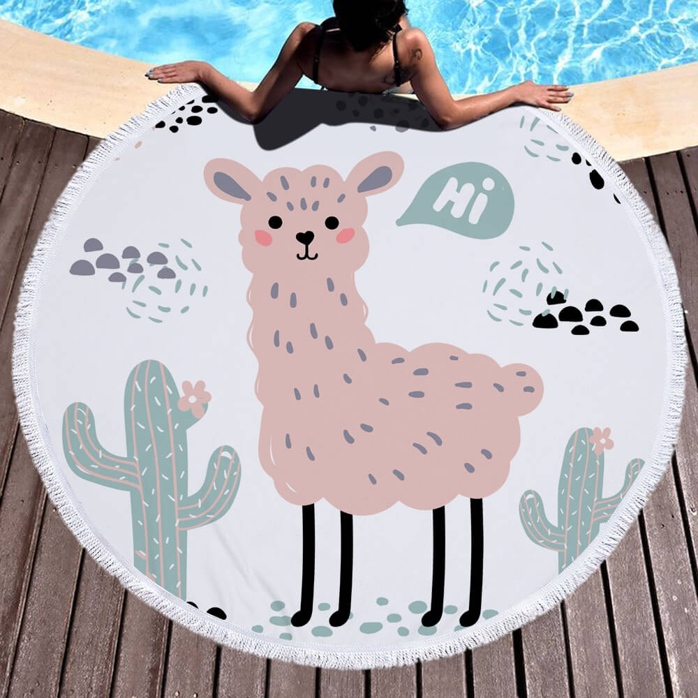 Alpaca Round Beach Towel 10 Alpaca Round Beach Towel 9