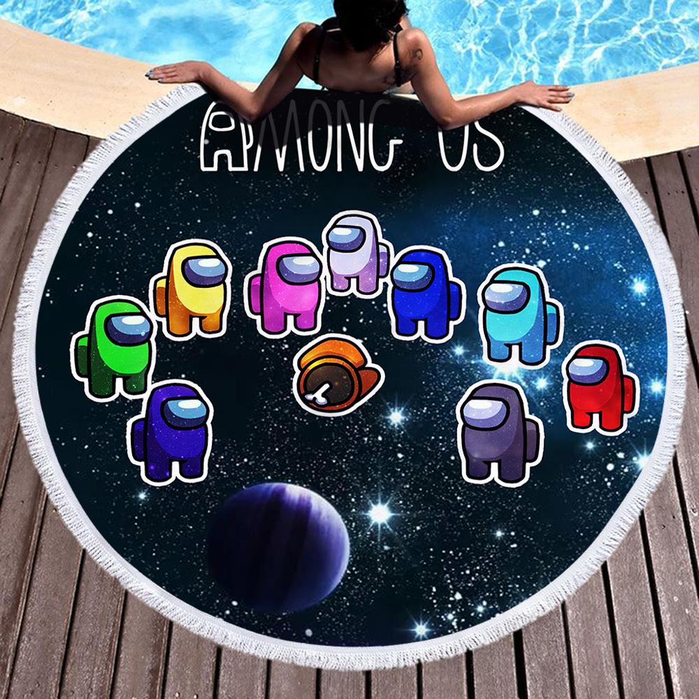 Among Us Impostor Game Style Round Beach Towel 2 Among Us Impostor Game Style Round Beach Towel 1