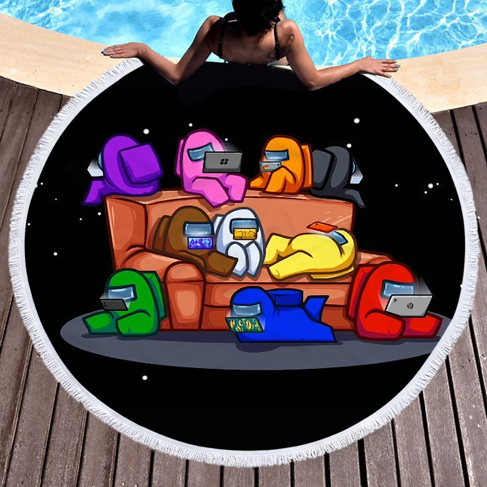 Among Us Impostor Game Style Round Beach Towel 5 Among Us Impostor Game Style Round Beach Towel 4