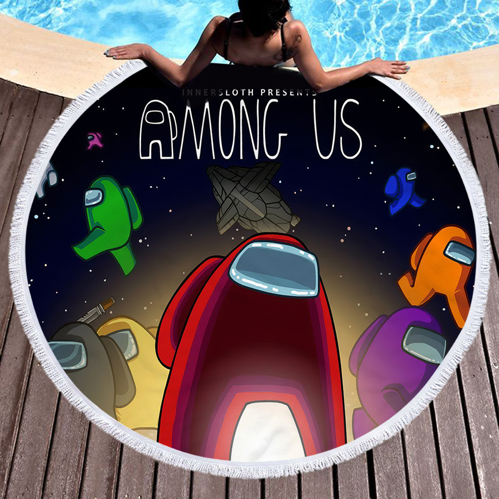 Among Us Impostor Game Style Round Beach Towel 6 Among Us Impostor Game Style Round Beach Towel 5