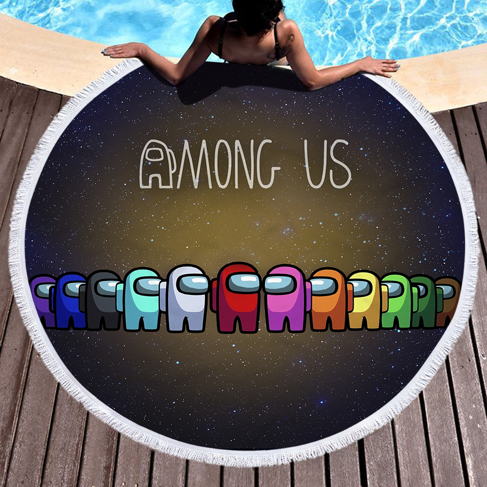Among Us Impostor Game Style Round Beach Towel 10 Among Us Impostor Game Style Round Beach Towel 9