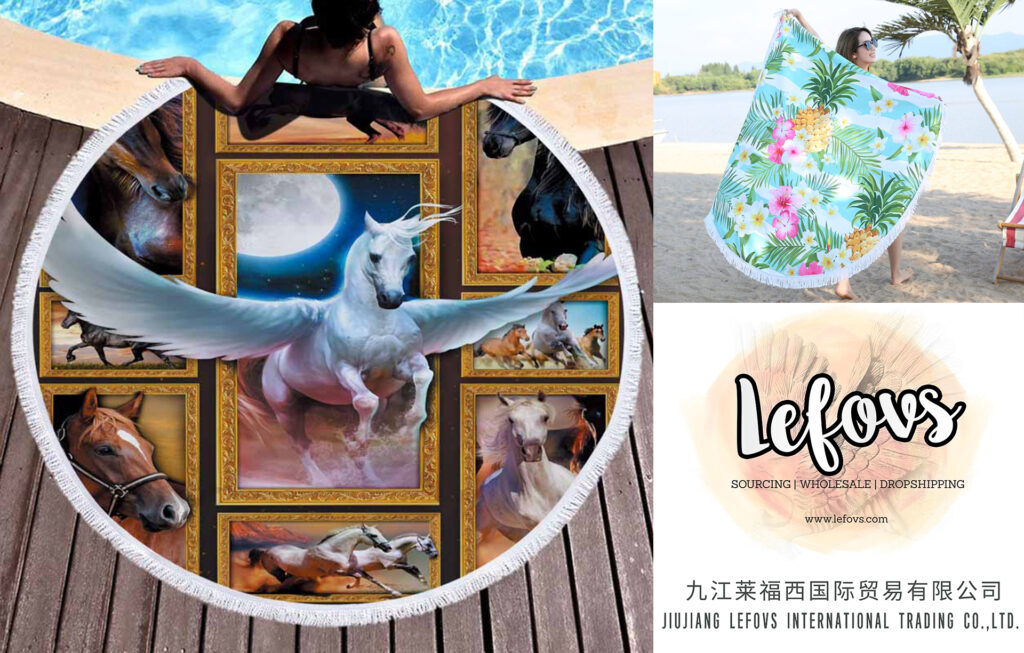 Animal Horse Round Beach Towel (4)