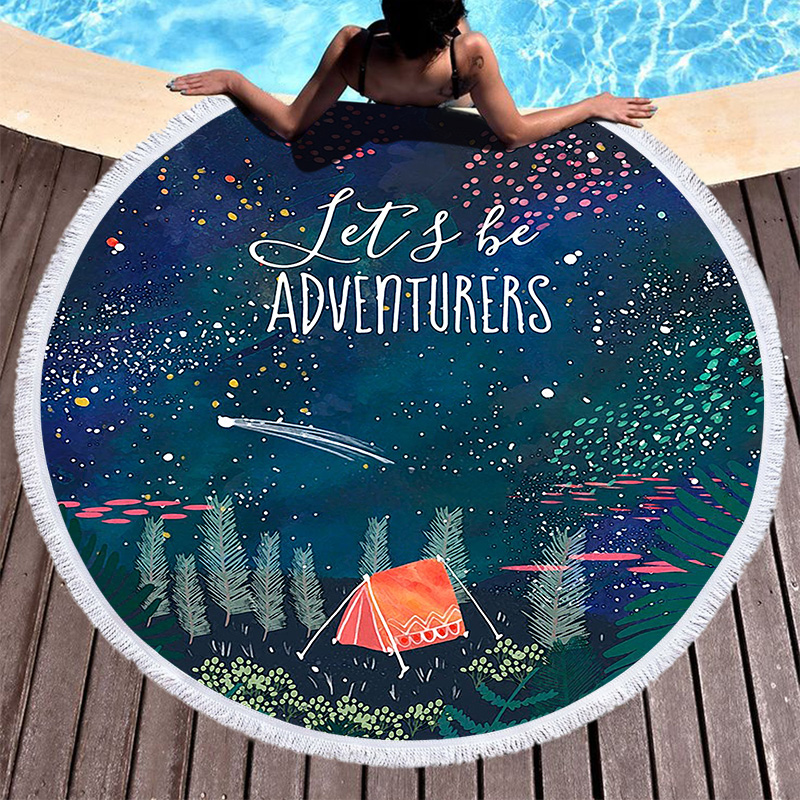 Camper Camping Round Blanket Towel 16 Camper Camping Round Beach Towel 15