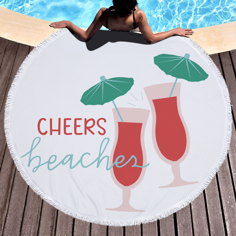 Cheers Beacher Round Beach Towel