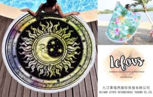Cloud Star Sun and Moon Round Beach Towel (1)