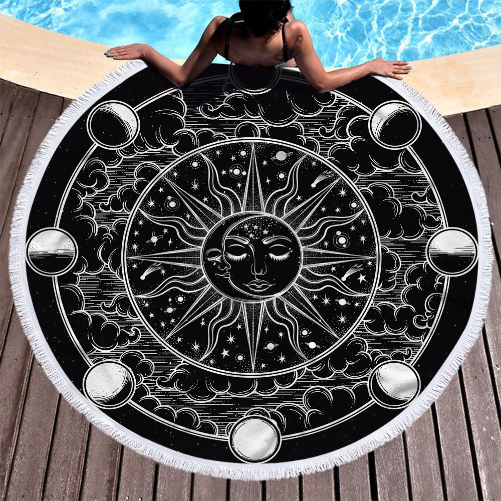 Cloud Star Sun and Moon Round Beach Towel 14 Cloud Star Sun and Moon Round Beach Towel 13