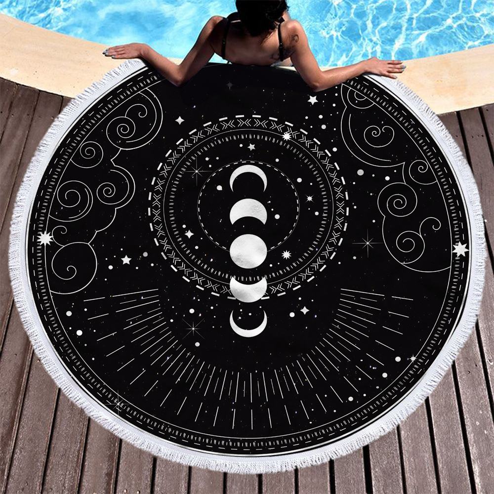 Cloud Star Sun and Moon Round Beach Towel 3 Cloud Star Sun and Moon Round Beach Towel 2