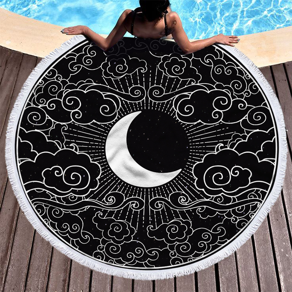 Cloud Star Sun and Moon Round Beach Towel 5 Cloud Star Sun and Moon Round Beach Towel 4