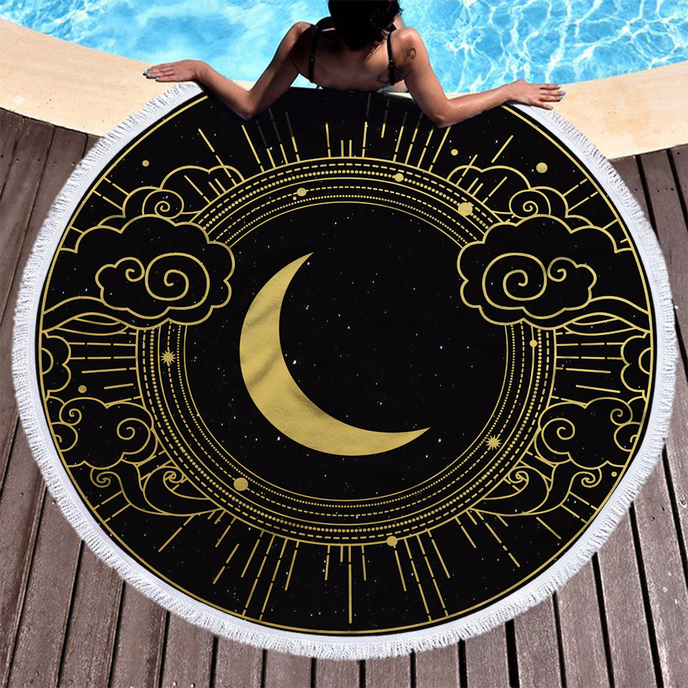 Cloud Star Sun and Moon Round Beach Towel 9 Cloud Star Sun and Moon Round Beach Towel 8