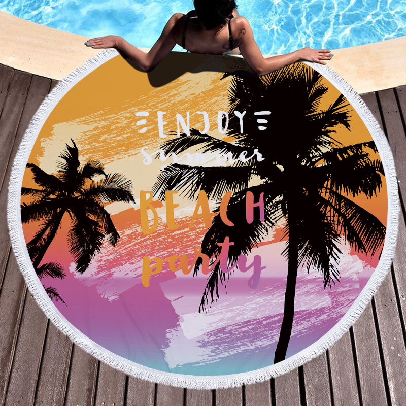 Coconut Tree Hawaii Round Beach Towel 7 Coconut Tree Hawaii Round Beach Towel 6