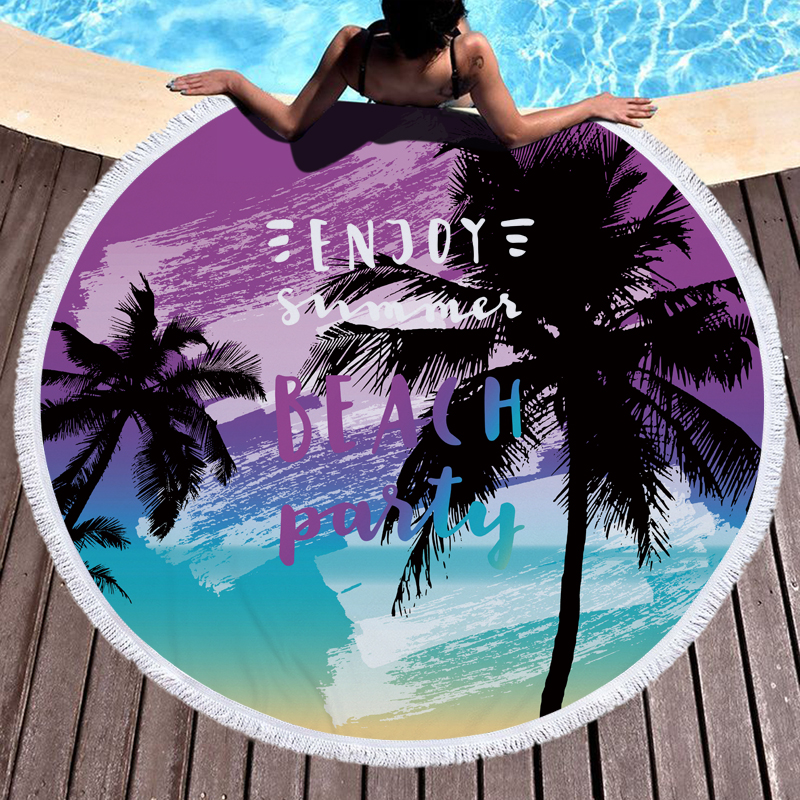Coconut Tree Hawaii Round Beach Towel 8 Coconut Tree Hawaii Round Beach Towel 7