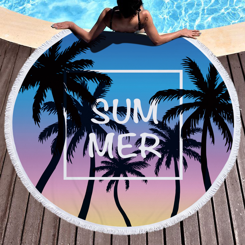 Coconut Tree Hawaii Round Beach Towel 9 Coconut Tree Hawaii Round Beach Towel 8