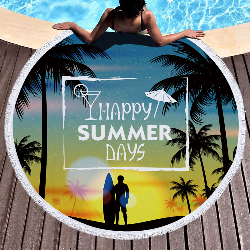 Coconut Tree Hawaii Round Beach Towel 10 Coconut Tree Hawaii Round Beach Towel 9