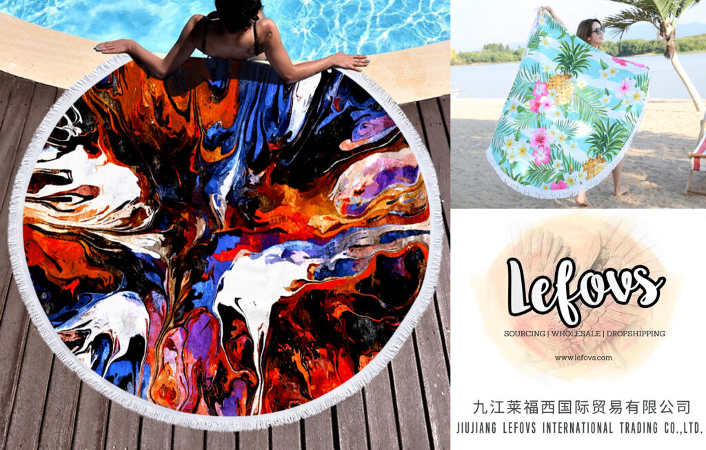 Colorful Abstract Marbling Gilding Printed Round Beach Towel 1 Colorful Abstract Marbling Round Beach Towel (2)