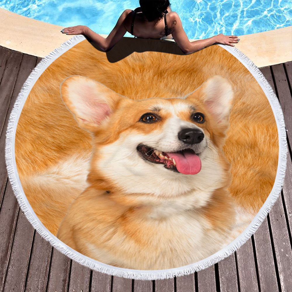 Custom Print Dog Animal Photo Round Beach Towel 2 Custom Print Dog Photo Round Beach Towel 1