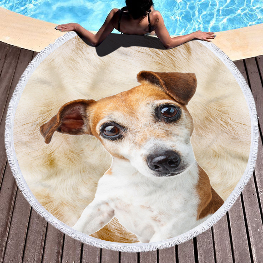 Custom Print Dog Animal Photo Round Beach Towel 12 Custom Print Dog Photo Round Beach Towel 11
