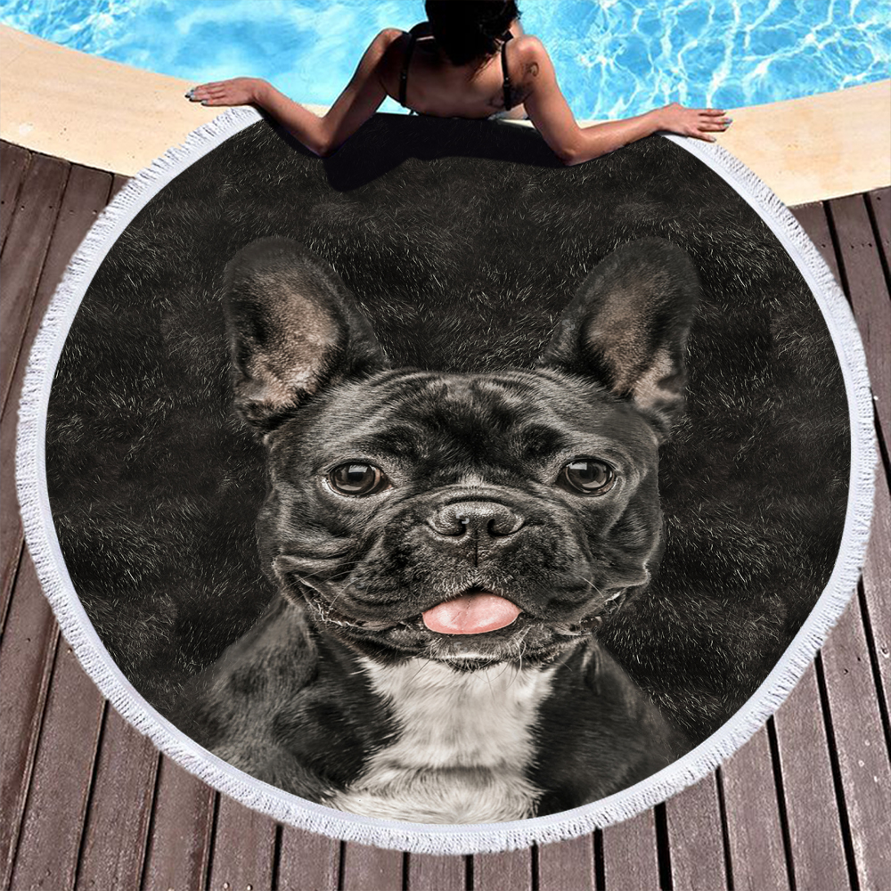 Custom Print Dog Animal Photo Round Beach Towel 14 Custom Print Dog Photo Round Beach Towel 13
