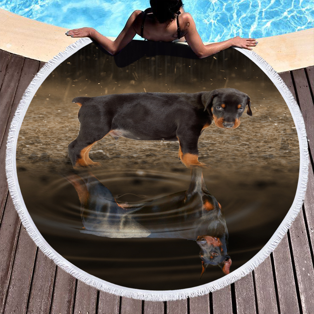 Custom Print Dog Animal Photo Round Beach Towel 16 Custom Print Dog Photo Round Beach Towel 15