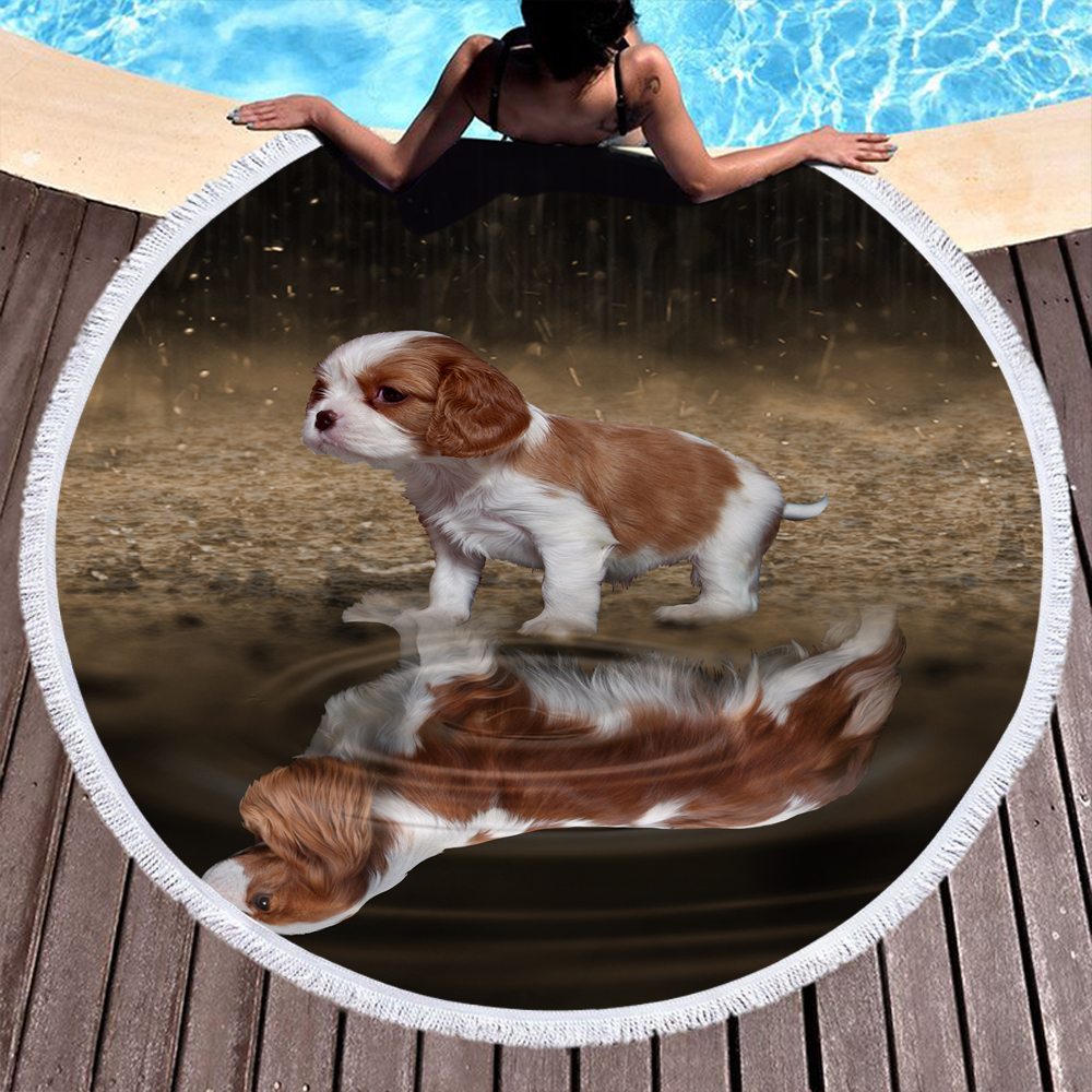 Custom Print Dog Animal Photo Round Beach Towel 19 Custom Print Dog Photo Round Beach Towel 18