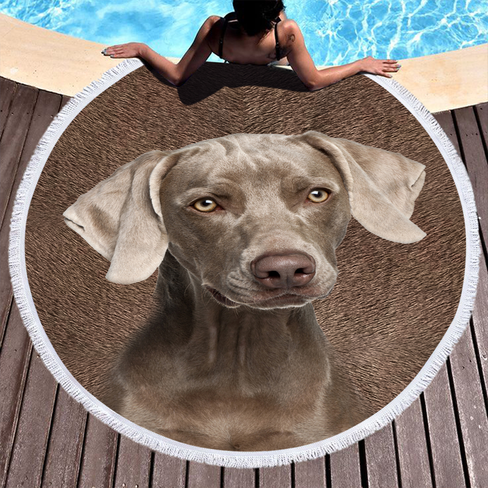 Custom Print Dog Animal Photo Round Beach Towel 3 Custom Print Dog Photo Round Beach Towel 2