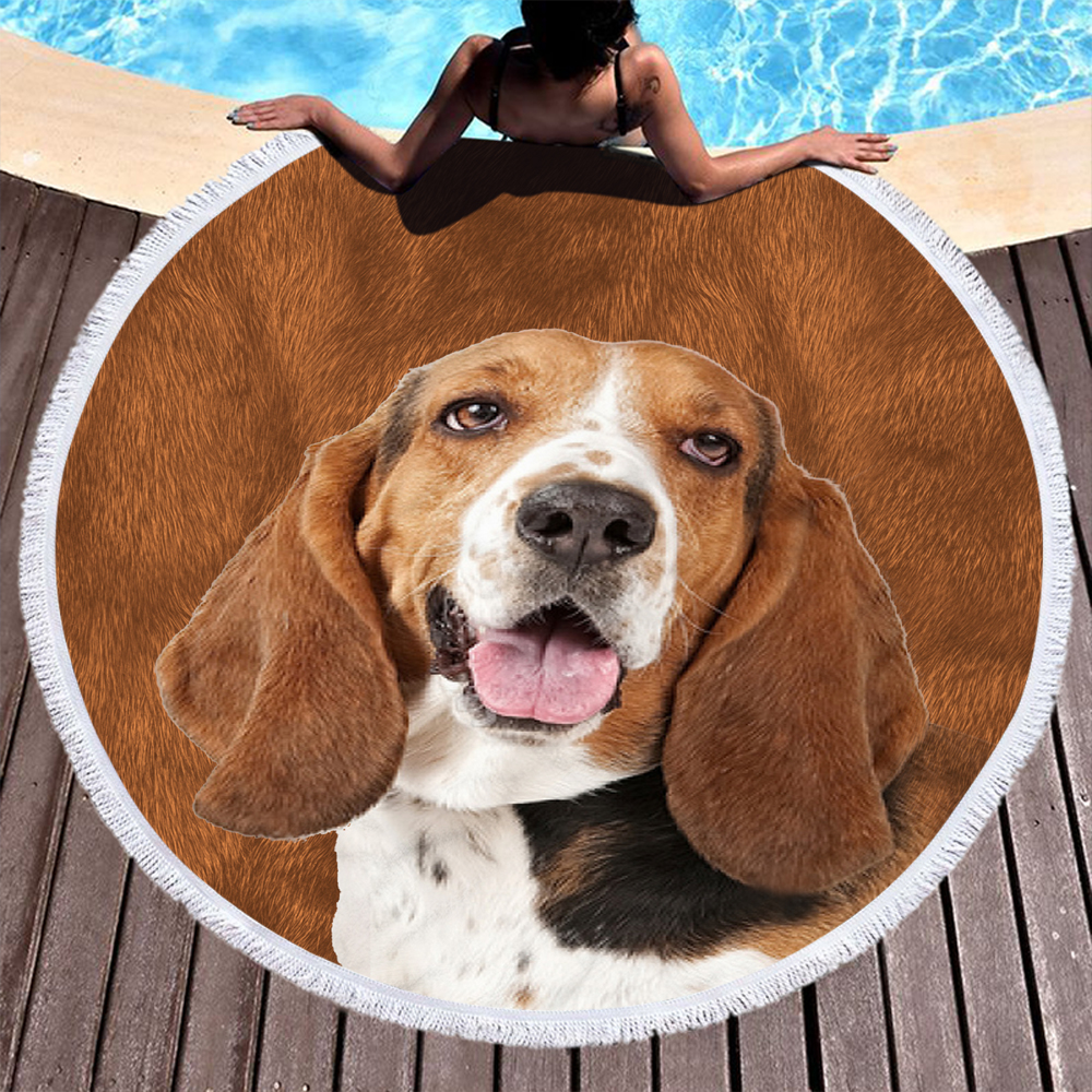 Custom Print Dog Animal Photo Round Beach Towel 26 Custom Print Dog Photo Round Beach Towel 25
