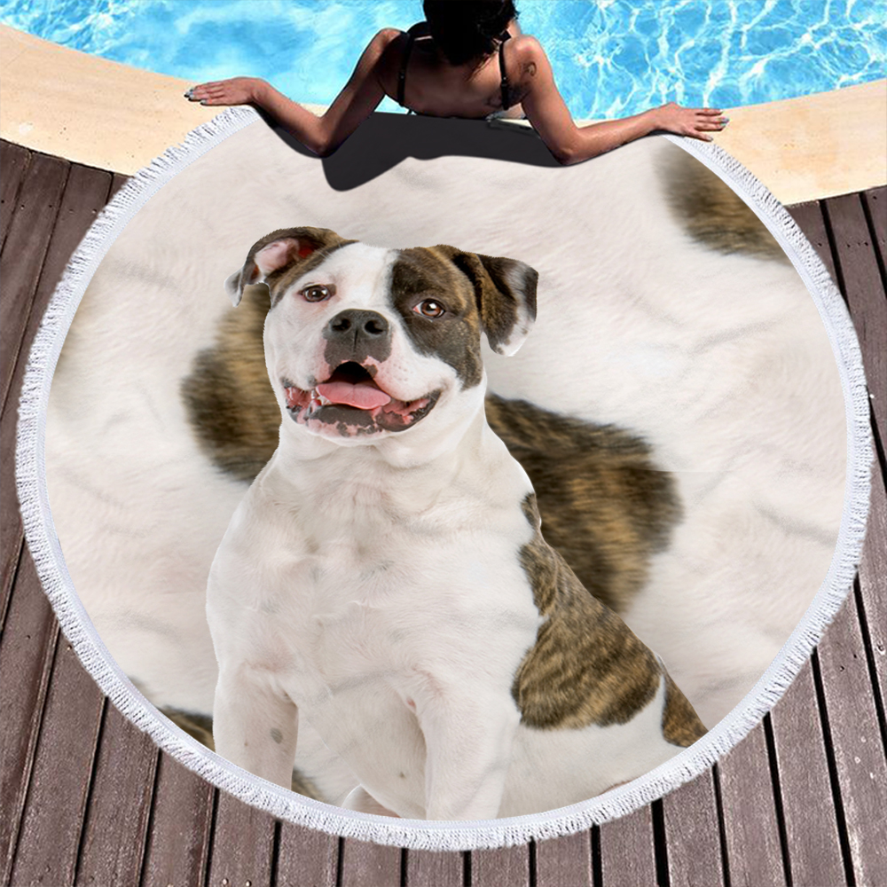 Custom Print Dog Animal Photo Round Beach Towel 27 Custom Print Dog Photo Round Beach Towel 26