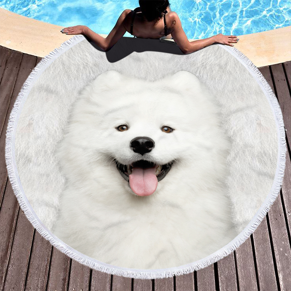 Custom Print Dog Animal Photo Round Beach Towel 4 Custom Print Dog Photo Round Beach Towel 3