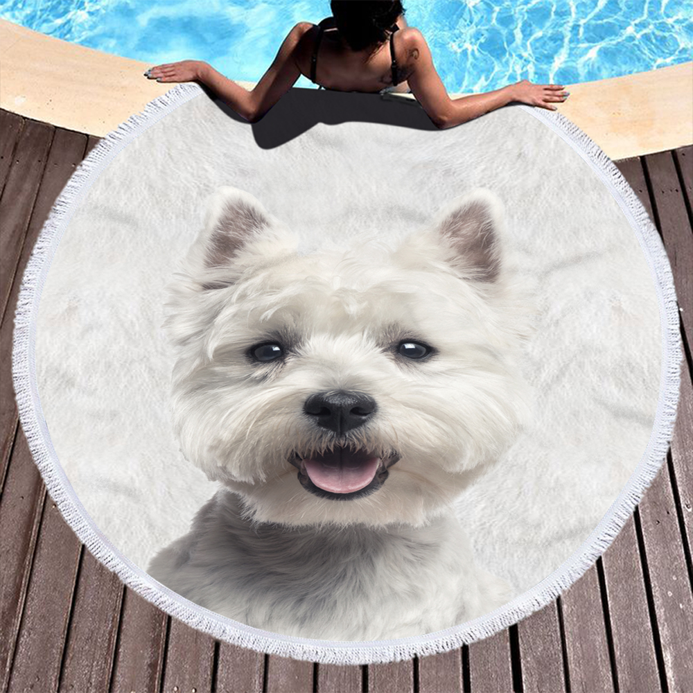 Custom Print Dog Animal Photo Round Beach Towel 34 Custom Print Dog Photo Round Beach Towel 33