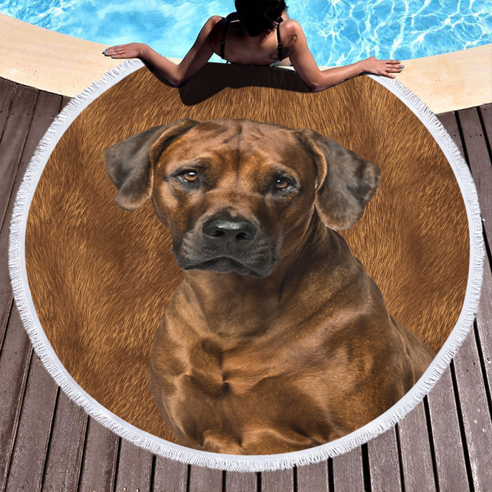 Custom Print Dog Animal Photo Round Beach Towel 6 Custom Print Dog Photo Round Beach Towel 5