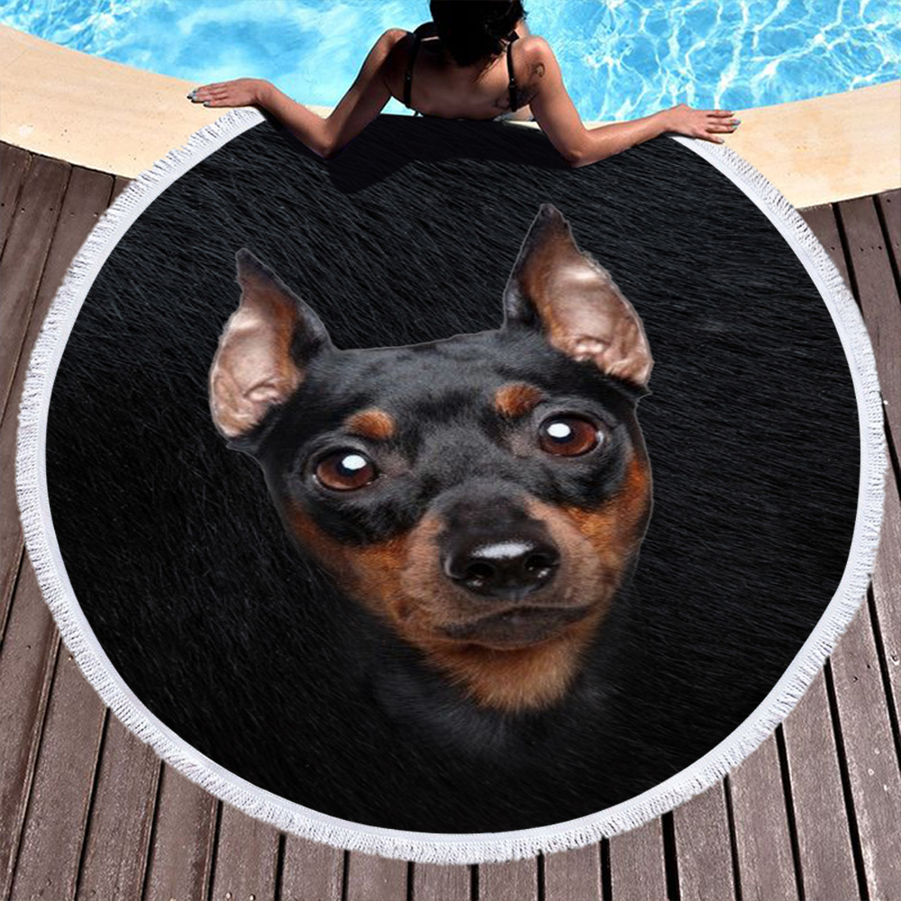 Custom Print Dog Animal Photo Round Beach Towel 8 Custom Print Dog Photo Round Beach Towel 7