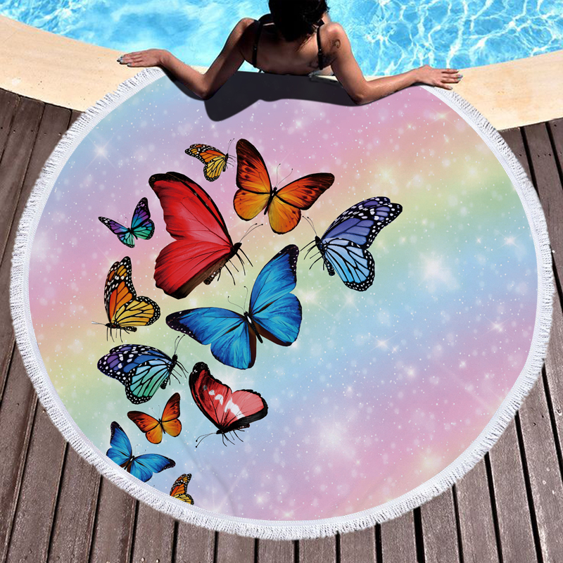 Cute 3D Butterfly Unicorn Round Beach Towel 10 Cute 3D Butterfly Unicorn Round Beach Towel For Boy and Girls 18