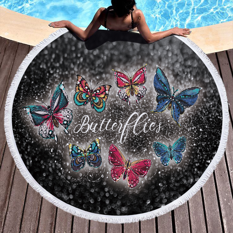 Cute 3D Butterfly Unicorn Round Beach Towel 11 Cute 3D Butterfly Unicorn Round Beach Towel For Boy and Girls 20