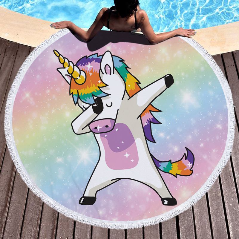 Cute 3D Butterfly Unicorn Round Beach Towel 3 Cute 3D Butterfly Unicorn Round Beach Towel For Boy and Girls 4