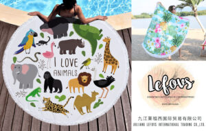 Cute Animals Round Beach Towel For Kids (4)