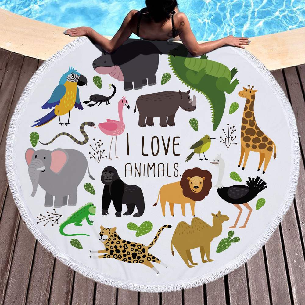Cute Animals Round Beach Towel For Kids 5 Cute Animals Round Beach Towel For Kids 4