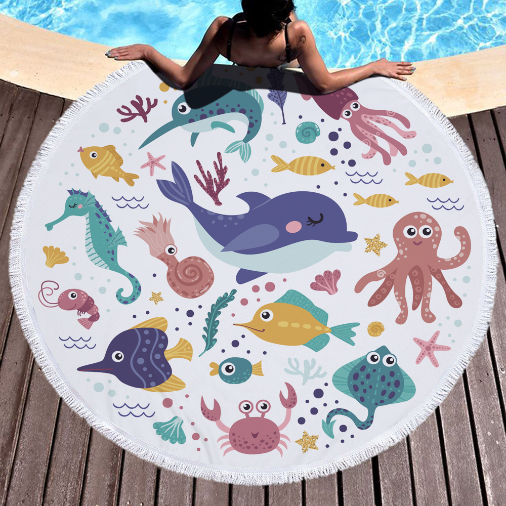 Cute Animals Round Beach Towel For Kids 8 Cute Animals Round Beach Towel For Kids 7