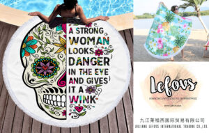 Designed Letter Skull Round Beach Towel (1)