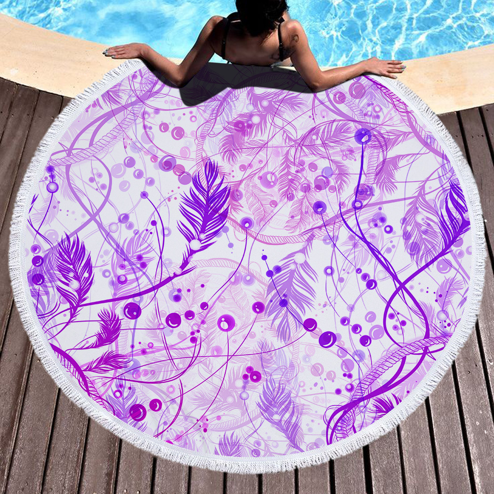 Dream Catcher Feather Round Beach Towel 13