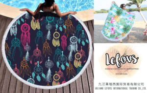 Dream Catcher Feather Round Beach Towel (31)