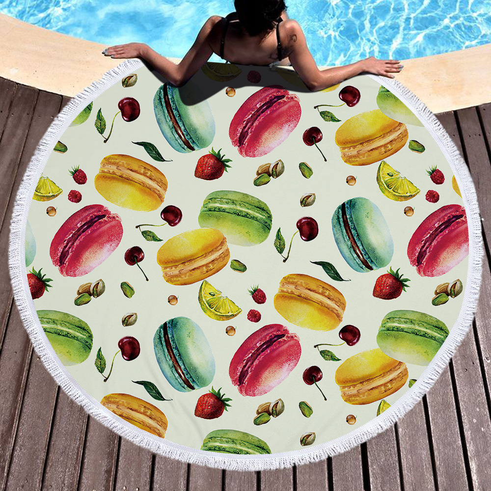 Food Cake Round Beach Towel For Birthday 25