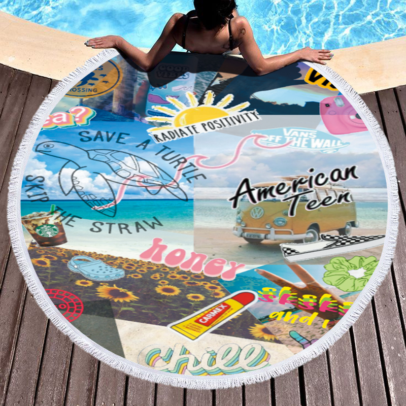 Friday Time Round Beach Towel 1