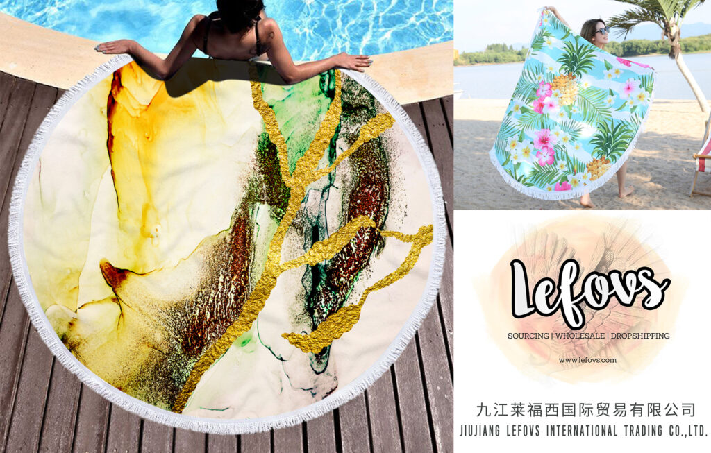 Gilded Style Rock Printed Round Beach Towel (1)