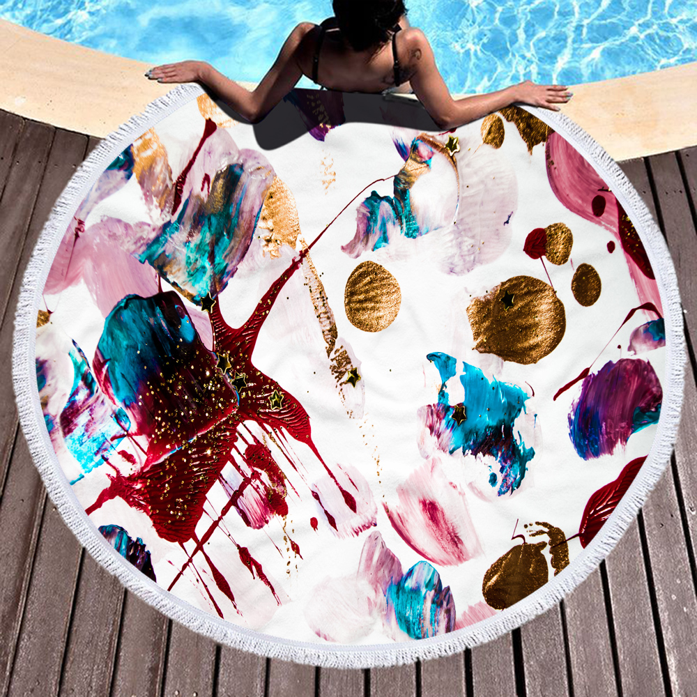 Gilded Style Rock Printed Round Beach Towel 12 Gilded Style Rock Printed Round Beach Towel 11
