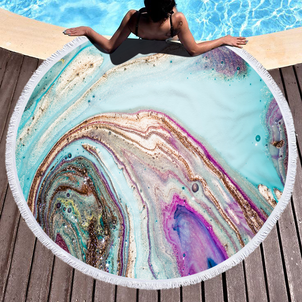 Gilded Style Rock Printed Round Beach Towel 15 Gilded Style Rock Printed Round Beach Towel 14