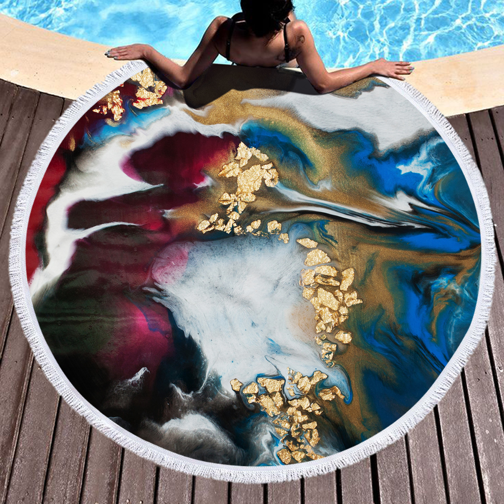 Gilded Style Rock Printed Round Beach Towel 17 Gilded Style Rock Printed Round Beach Towel 16