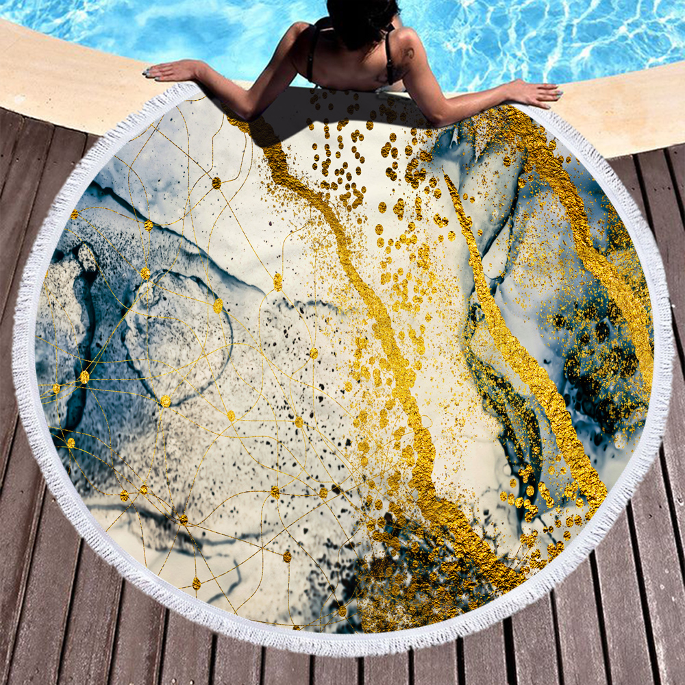 Gilded Style Rock Printed Round Beach Towel 18 Gilded Style Rock Printed Round Beach Towel 17